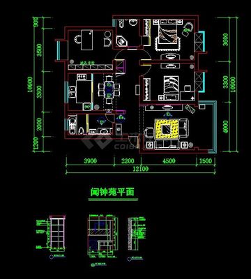 大兩居住宅室內裝飾裝修CAD平面施工圖紙詳解